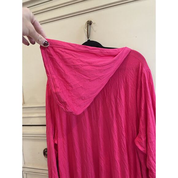 Soft Surroundings Hot Pink V Neck Hoodie Pullover Pockets Soft Stretch Plus 3X - Picture 7 of 8